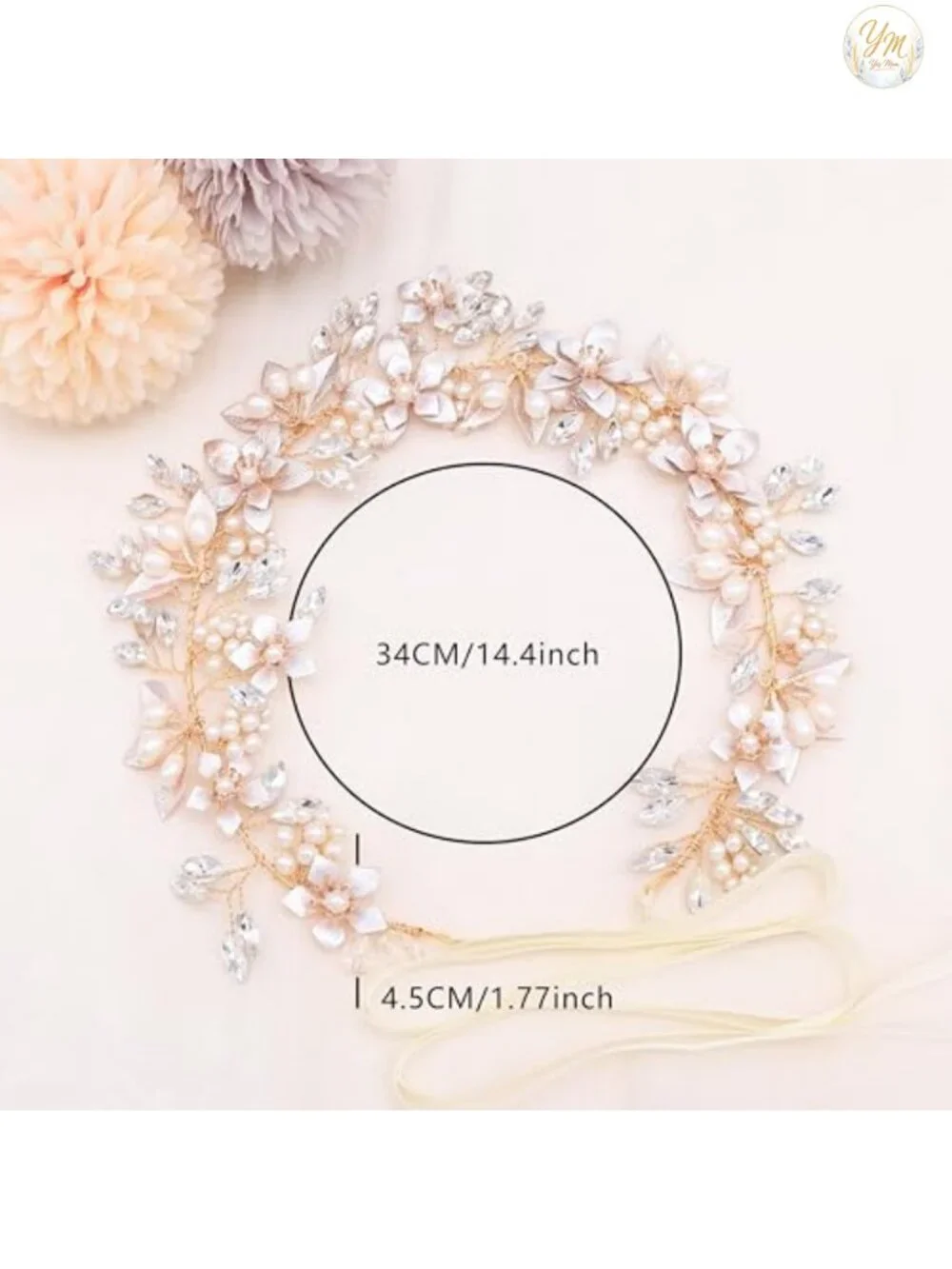Bridal Headband with Freshwater Pearls & Crystals Hair Accessory